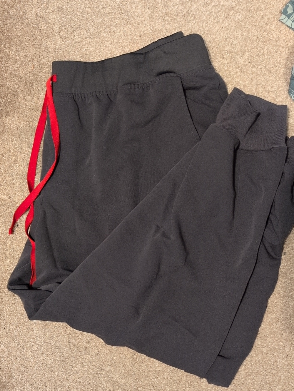 Figs Womens Charcoal Joggers with Red Drawstring